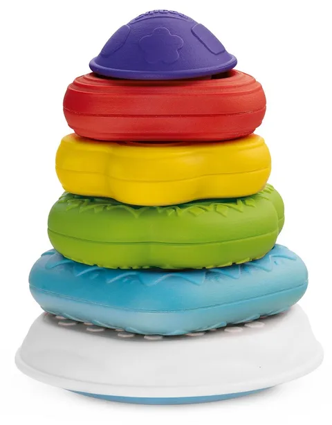 Chicco Torre Anelli 2in1 Gioco Impilabile, Centro attività, Gioco Forme Incastri e Texture Differenti, Sviluppo Manualità e Coordinazione, Regalo Bambino, 6-36 Mesi