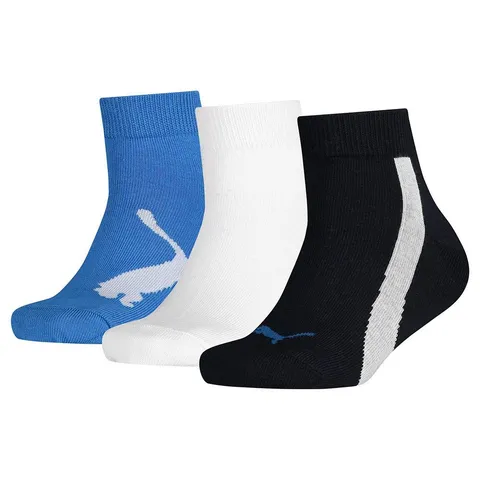 PUMA Bwt Quarter 3p, Calzini Unisex - Bambini e ragazzi, Navy/White/Strong Blue, 35-38