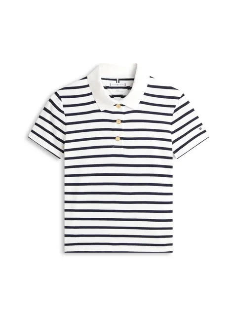 Tommy Hilfiger Polo Donna Gold Button Slim SS Ww0Ww45768, Blu, L