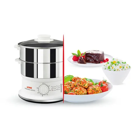 Tefal Vc1451 Vaporiera Convenient Series Inox, Timer Con Spegnimento Automatico, Livello