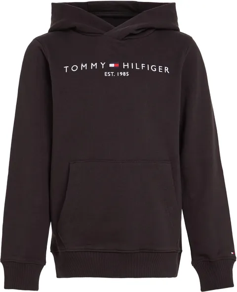 Tommy Hilfiger Bambini Unisex Felpa Essential Hoodie con Cappuccio, Nero (Black), 4 Anni