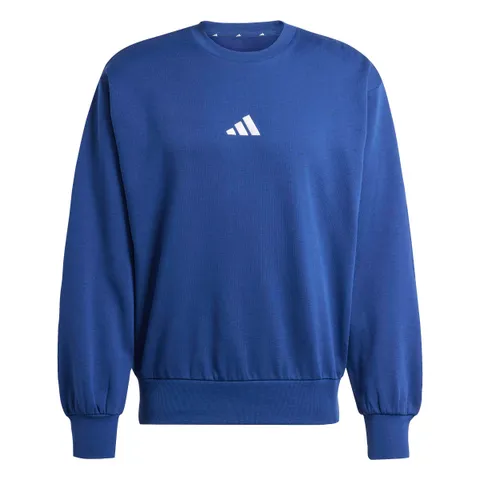 adidas Uomo Essentials Feelcozy Fleece Sweatshirt, Dark Blue/White, XL