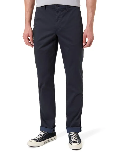 Tommy Hilfiger Uomo Pantaloni Chino Denton Printed Structure Straight Fit, Blu (Desert