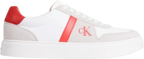 Calvin Klein Coppe Classiche da Uomo in Pizzo Misto EMB Lingua Ym0Ym01395 Low Top, Bianco (Bright White/Orange Com), 7