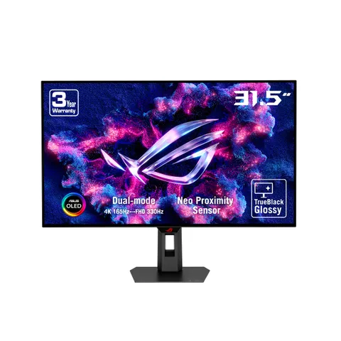 ASUS ROG Strix OLED XG32UCDS, Monitor Gaming da 31,5" 4K UHD QD-OLED (3840 x 2160), 165 Hz, 0,03ms (GTG) Response Time, Sensore Neo Proximity, Compatibile con G-SYNC, DisplayWidget Center, Nero