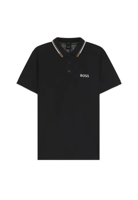BOSS Polo da Uomo Paddy PRO in Misto Cotone con Loghi a Contrasto, Nero, XXL