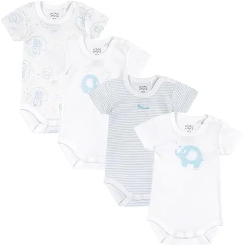 Chicco Set 4 Body Maniche Corte Neonato 100% Cotone