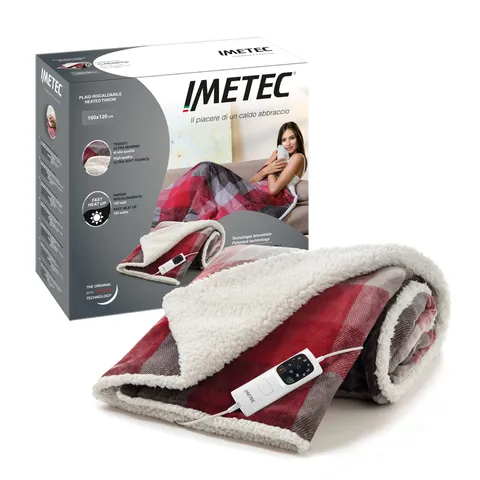 Imetec CaldoPlaid Velvet Tartan - Coperta riscaldante 160x120 cm