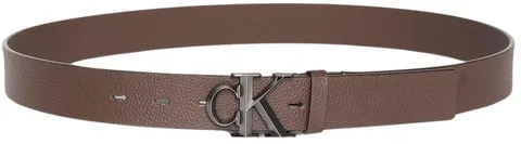 Calvin Klein Uomo Cintura Buckle 3,2 cm con Fibbia con Monogramma, Marrone (Ck Dark
