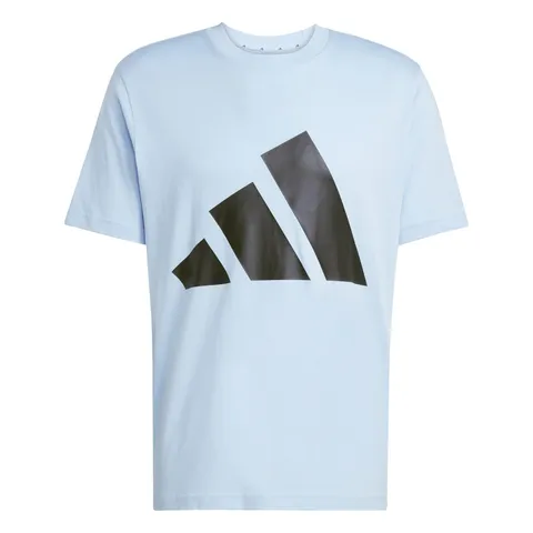 adidas Uomo Essentials Big Logo Single Jersey Shirt, Glow Blue/Black, M