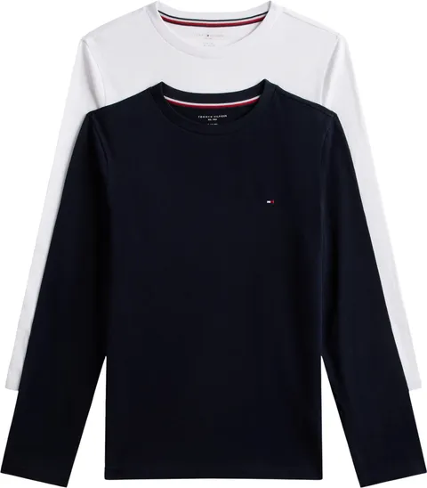 Tommy Hilfiger Maglietta Maniche Lunghe Bambino Confezione da 2 Cotone, Blu (Desert