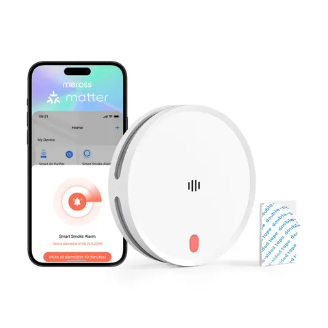 Meross Rilevatore di fumo WiFi connesso, allarme antincendio con doppio sensore ottico