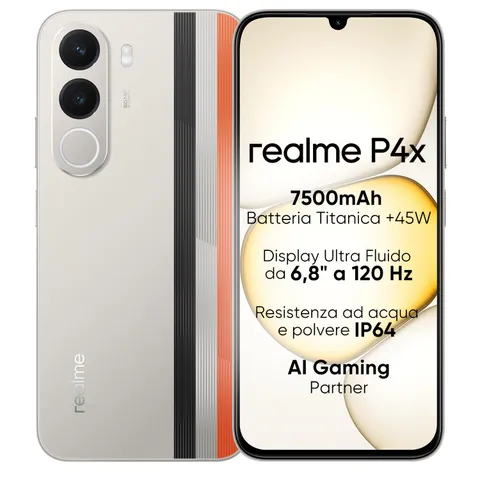 Smartphone realme P4X 4G, 4GB+128GB, Display LCD 120Hz 6,8",7500mAh, Ricarica veloce 45W