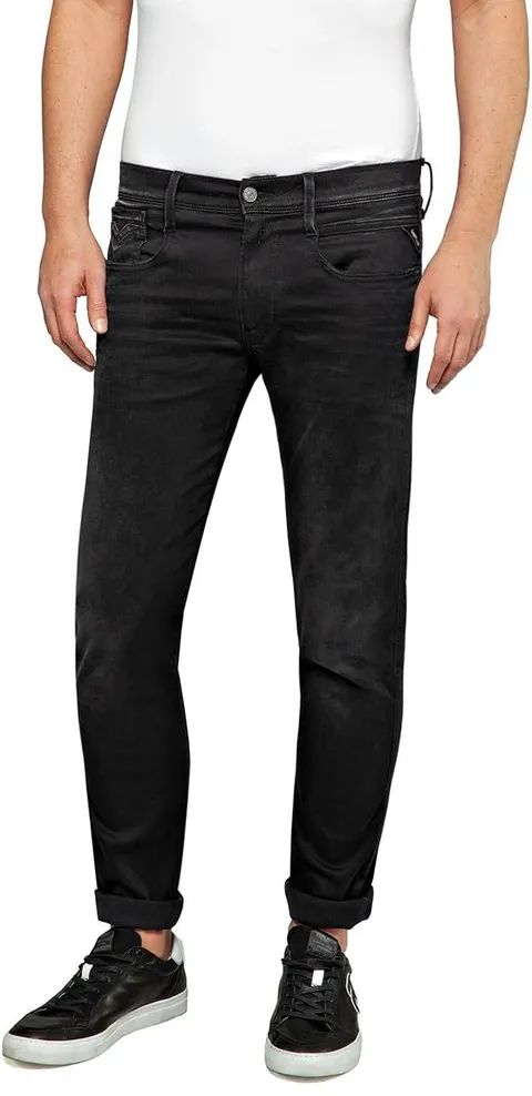 Replay Jeans Hyperflex Slim-Fit Anbass da Uomo con Elasticità, Nero (Nero 098), W30 x L32