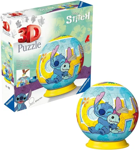 Ravensburger - Puzzle 3d Stitch Sferico | Puzzle 3d Bambini 6 Anni O Più | Regalo Stitch