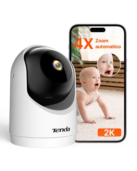 Tenda Telecamera Wi-Fi Interno 2K, WiFi 6 360° per Bambini/Animali, 3MP Visione Notturna