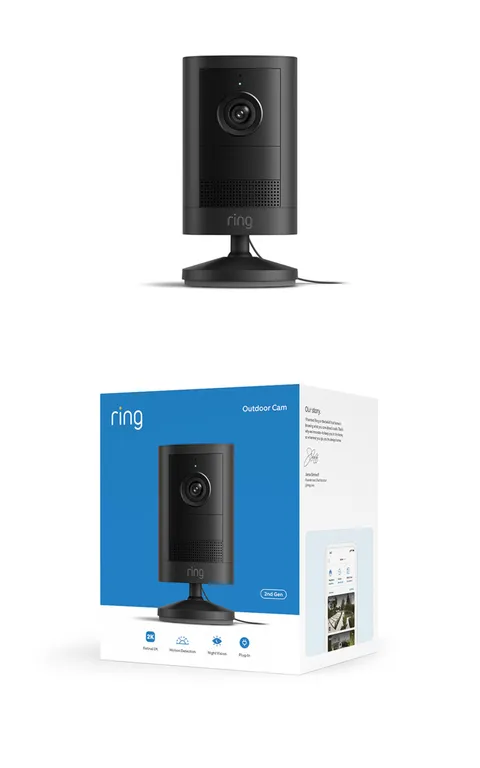 Ring Outdoor Camera 2K, Videocamera per esterni, Alimentazione plug-in (ultimo modello)
