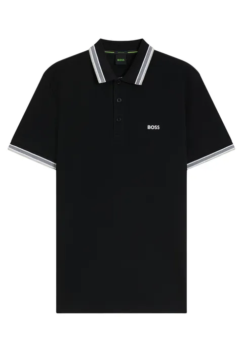 BOSS Paddy Curved, Polo Moderno, Uomo, Nero (Black 001), L
