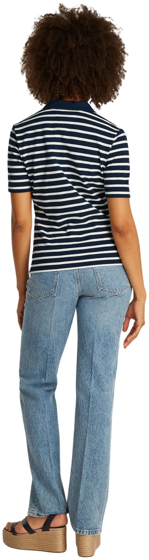 Tommy Hilfiger Maglietta Polo Maniche Corte Donna Regular Fit, Multicolore (Dark Night Navy/Ecru STP), XS