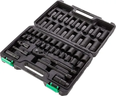 Amazon Basics set di bussole a 6 punte SAE/metriche, attacco da 3/8” - 46 pezzi , 33,3 x