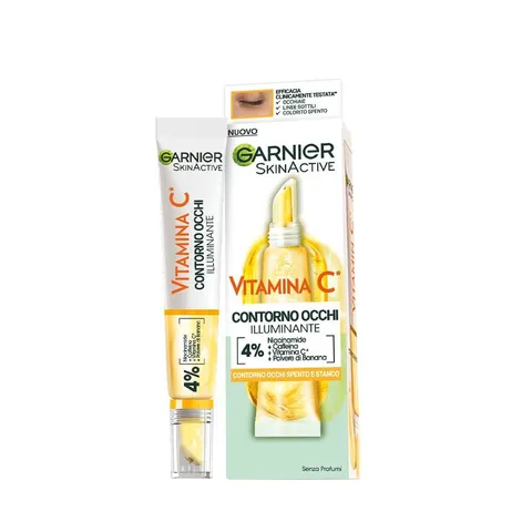 Garnier SkinActive Contorno Occhi Illuminante, Vitamina C, Per uno Sguardo Più Fresco e