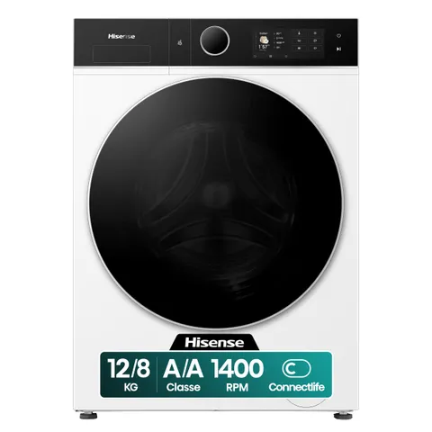 Hisense WD5I1245BWRH Nuova Lavasciuga Pompa di Calore 12 + 8 Kg,1400 Rpm, 23 Programmi