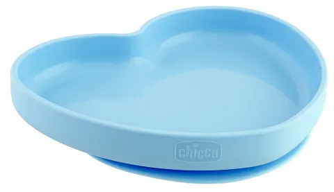 Chicco Piatto Cuore Silicone Ventosa Blu 12+ Mesi