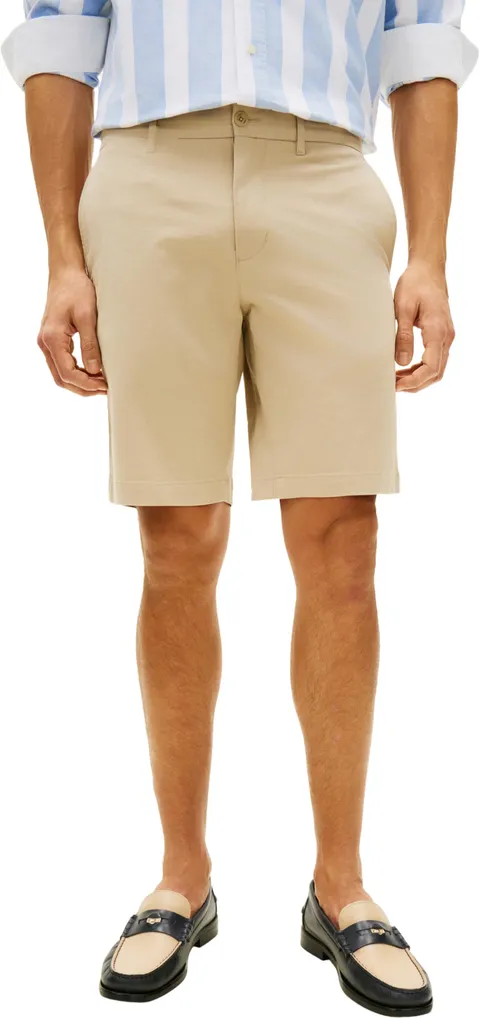 Tommy Hilfiger Uomo Pantaloncini Chino Denton Twill in Cotone Elasticizzato, Beige