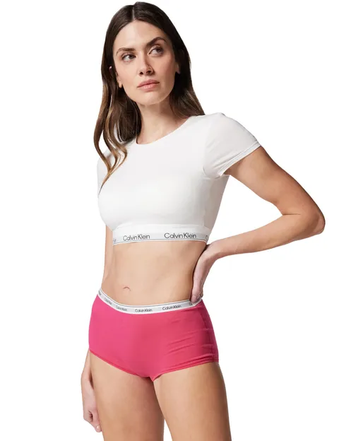 Calvin Klein Donna Pantaloncini Hipster con Fascia con Logo, Rosa (Vibrant Pink), L