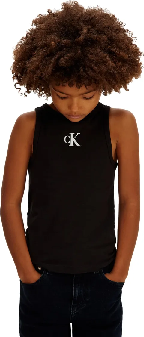 Calvin Klein Canotta da Ragazza con Logo CK LVCKSJB10G, Nera (1716 Nero), 8 Anni