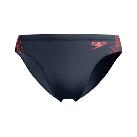 Speedo Hyperboom Splice Slip da Nuoto per Uomo, Grey Lead e Neon Coral, 26