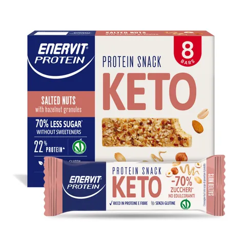 Enervit, Protein Snack Keto Salted Nuts, -70% di Zuccheri, Ricco in Proteine, Per il