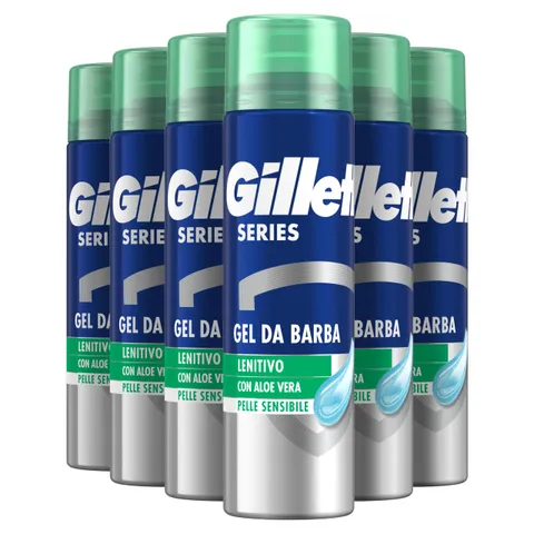 Gillette Series Gel da Barba Lenitivo con Alove Vera, Protezione Completa dalle