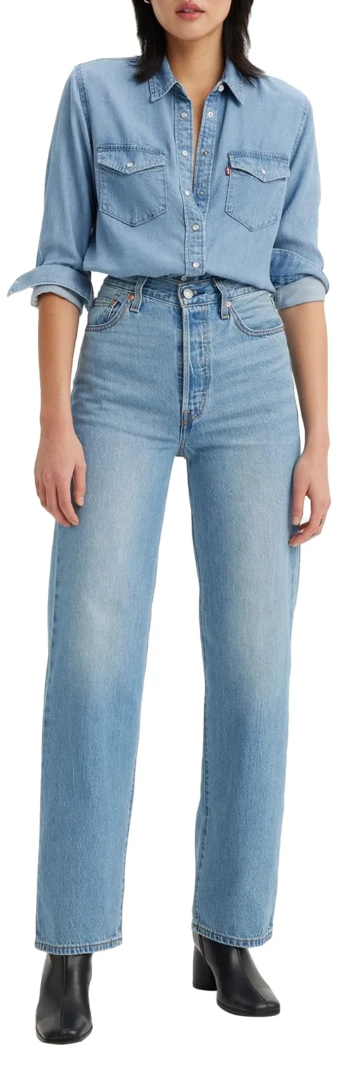 Levi's Ribcage Straight Ankle Jeans, Light Indigo Worn In, 31W / 27L Donna