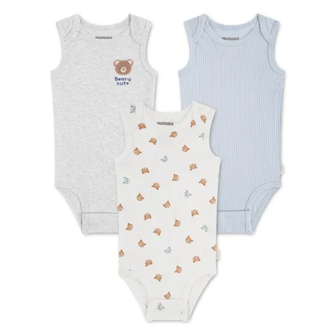 Huggies Strappy Bodysuit (3-Pack) Baby Boy Grey