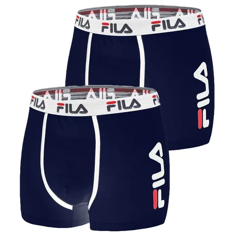 FILA Boxer Uomo Cotone, Mutande Uomo Traspirante, Maglia Ventilata, Set di 2, Blu, Taglie