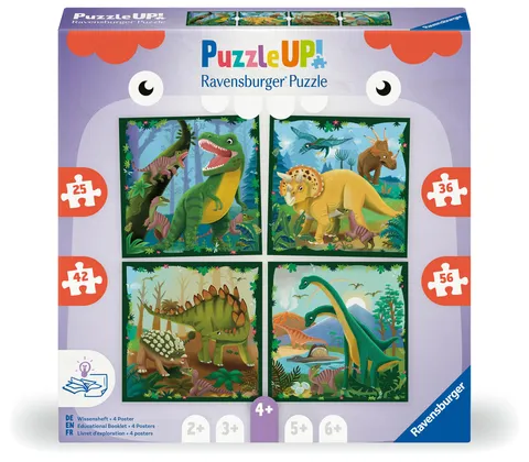 Ravensburger Puzzle UP 12004003 - Dinosauri - 4 puzzle da 25, 36, 42, 56 pezzi da