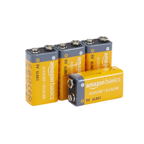 Amazon Basics, 4 batterie alcaline, 9 V/6LR61, durata di 5 anni, per rilevatori di