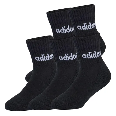 adidas Unisex - Bambini e ragazzi Linear Kids Ankle Socks 5Pp, black/black/black/black