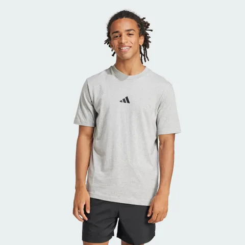adidas Uomo Essentials Small Logo Single Jersey Shirt, Medium Grey Heather/Black, XXL