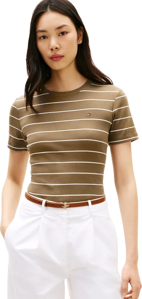 Tommy Hilfiger Donna Slim Cody C-Nk SS Ww0Ww40587, Marrone, XXS