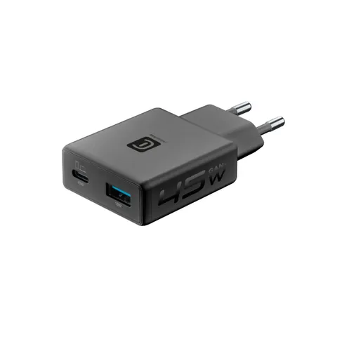 Cellularline caricabatterie da rete Power Lite 45 W doppia porta USB-C 45 W e USB-A 18 W