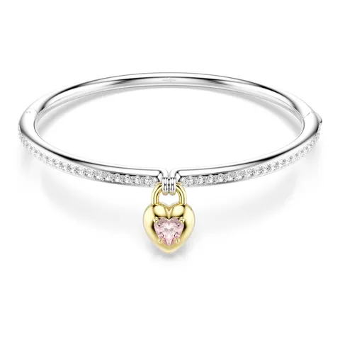 Swarovski Bracciale rigido Idyllia, Taglio misto, Cuore, Rosa, Mix di finiture