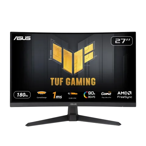 ASUS TUF Gaming VG27VQ3B Monitor Gaming Curvo da 27” pollici Full HD,180Hz ELMB SYNC, FreeSync, Tempo di Risposta 1ms, 90% DCI-P3, DisplayWidget Center, Nero