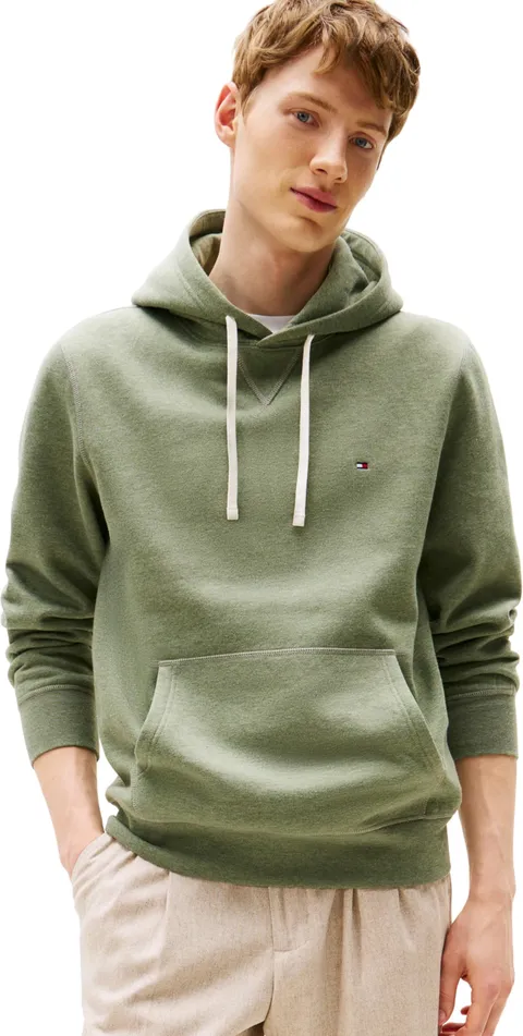 Tommy Hilfiger Uomo Felpa con Cappuccio Seasonal Fleece con Tasca a Marsupio, Verde