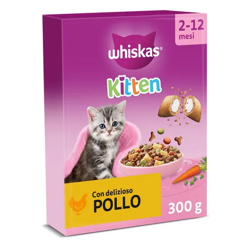Whiskas Junior Cibo Secco per Gattini 300g con Pollo, confezione da 14