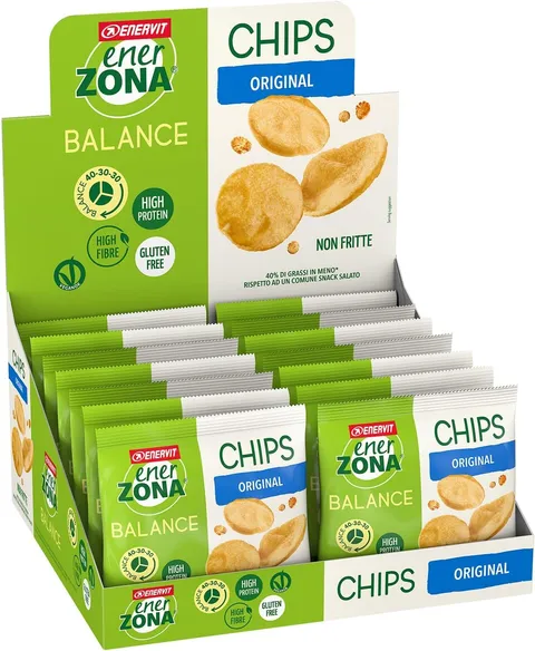 Enervit, Enerzona Chips Croccanti Gusto Original, 14 Bustine da 23g
