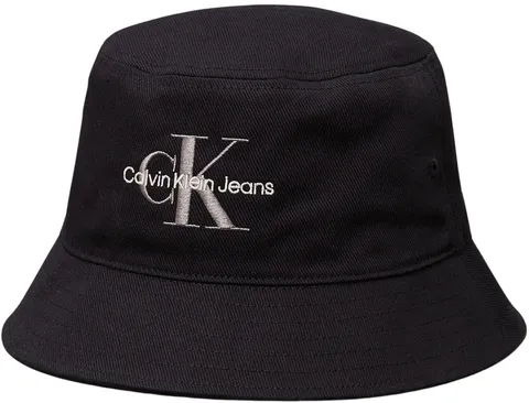 Calvin Klein Uomo Cappello da Pescatore Monologo Embroidery Bucket Hat in Cotone, Nero (Black), Taglia Unica
