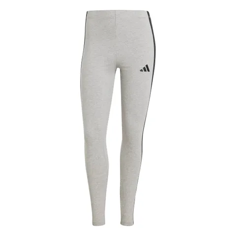 adidas Donna Essentials 3-Stripes Cotton Leggings Tights, medium grey heather/black, S