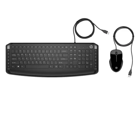 HP Pavilion 200 Tastiera e Mouse USB, Tasti Scelta Rapida e Multimediali, Indicatore LED Blocco Maiuscole/Numeri e Tasti Scorrimento, Poggiapolsi Incorporato, DPI 1600, Design Sottile, Nero
